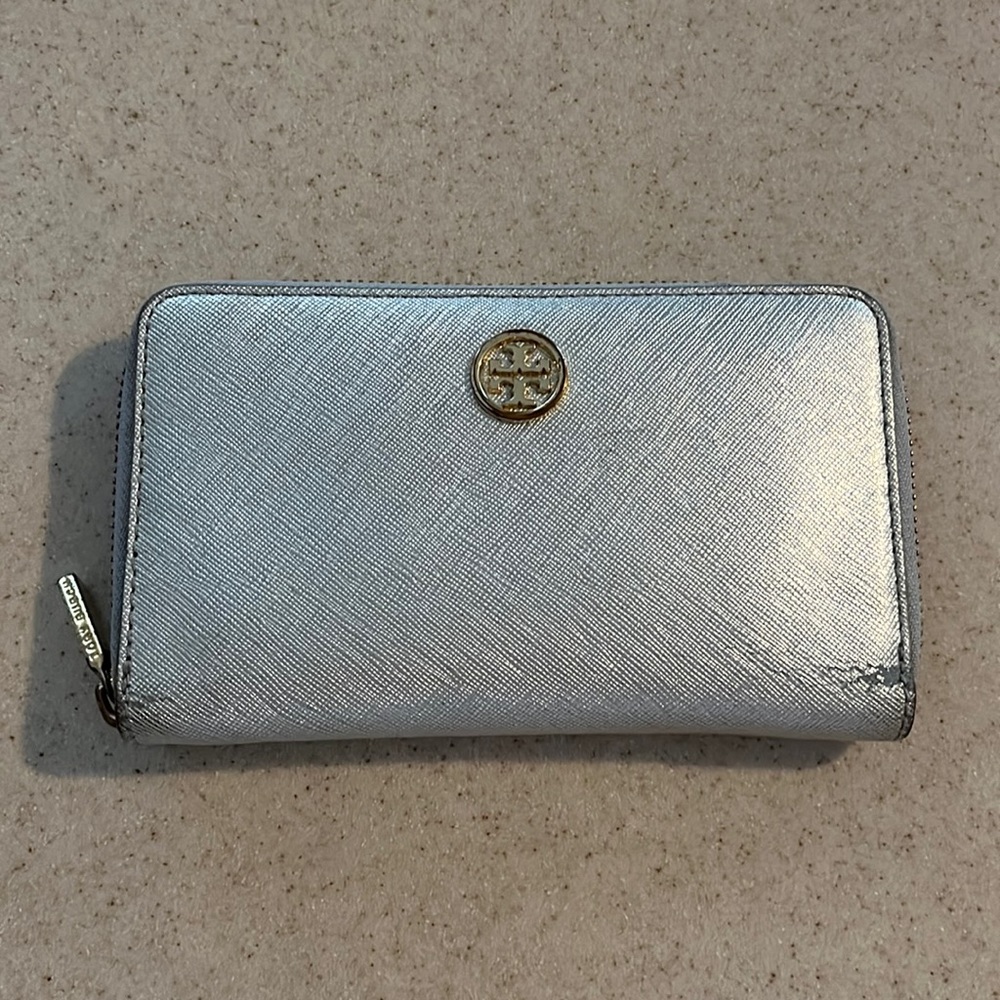 Tory Burch silver/gold metallic wallet